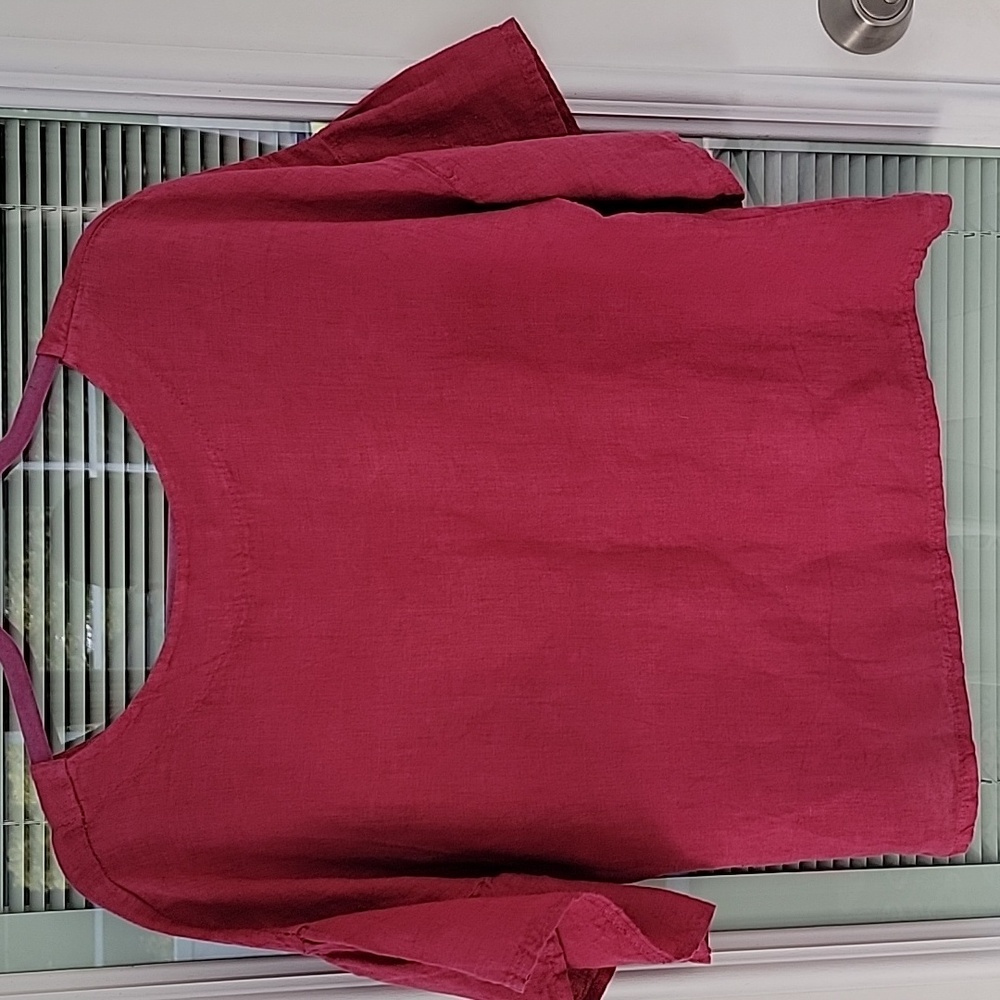 Viola Borghi Linen Pink Top Sz S Belle Sleeve Boxy Fit Boho Made in Italy - Picture 5 of 7